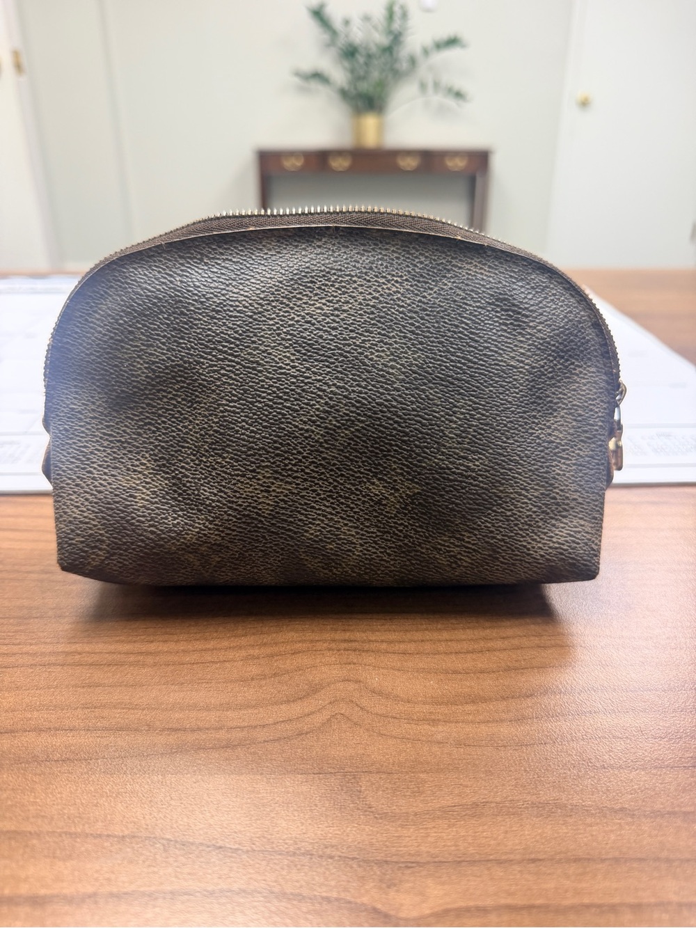 Louis Vuitton Brown Leather cosmetic Pouch (Project) see pics